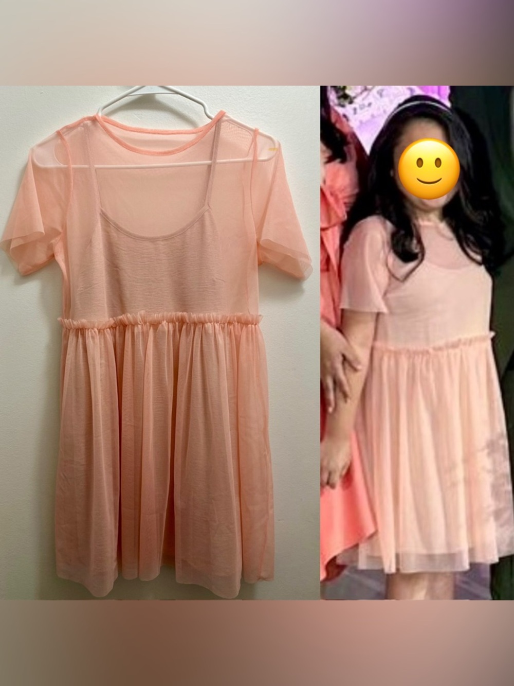 Girls Peach Chiffon Overlay Party Dress